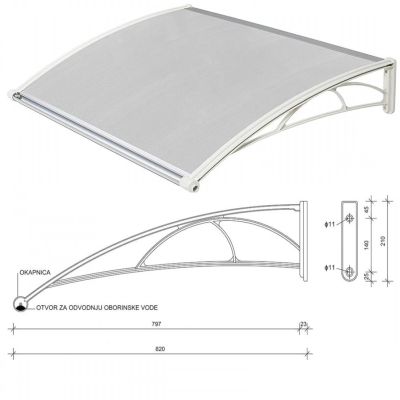 Nadstresnica 82 x 120 cm/6 mm Providna-996