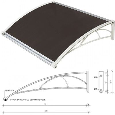 Nadstresnica 82 x 120 cm/6mm Bronzana-997